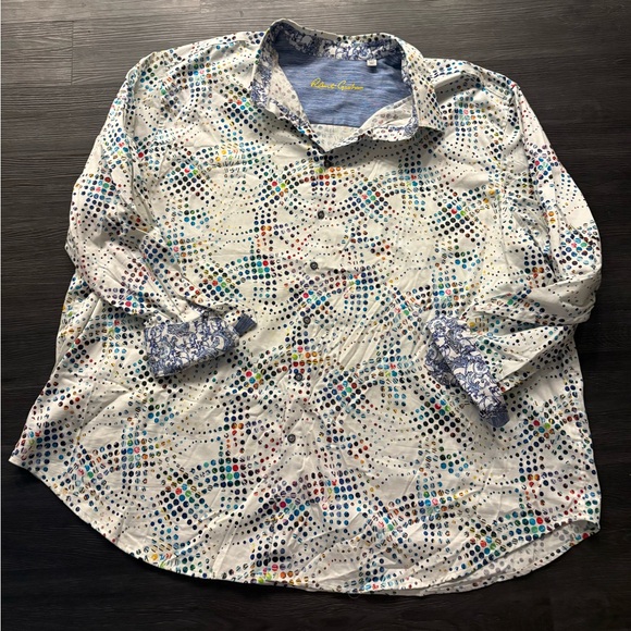 Robert Graham Polka Dot Multicolor Men's 4xl Cotton Shirt